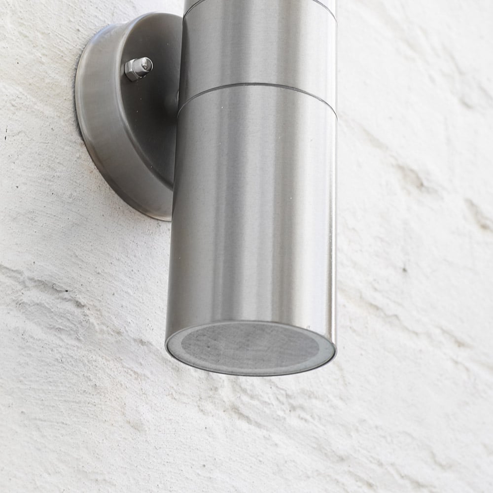 ValueLights Set of 2 Silver Warm White Bulb Wall Up-Down Outdoor Light Image 3