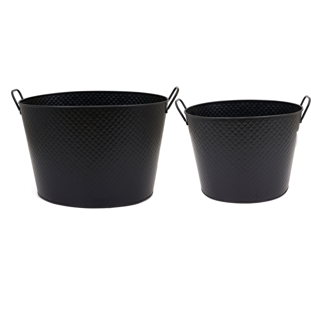 Charles Bentley Large Black Diamond Embossed Oval Bucket Image 8