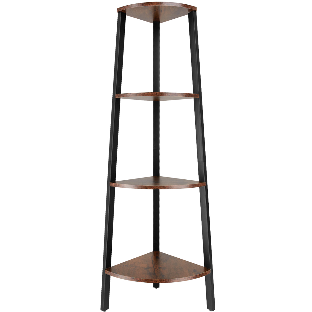 tectake Newbridge 4 Shelf Dark Wood Corner Shelving Unit Image 2