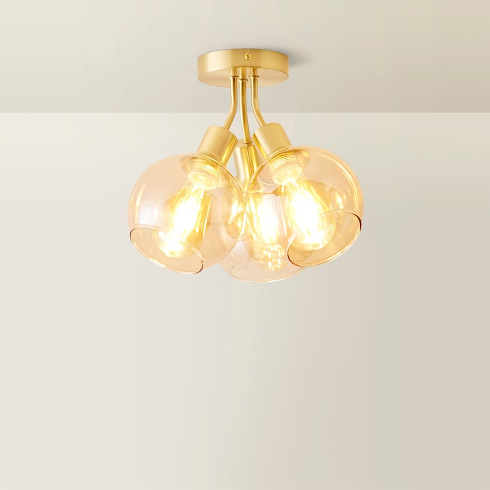 ValueLights Bellamy Brushed Gold Bubble Cluster Flush Ceiling Light and Bulbs Image 3