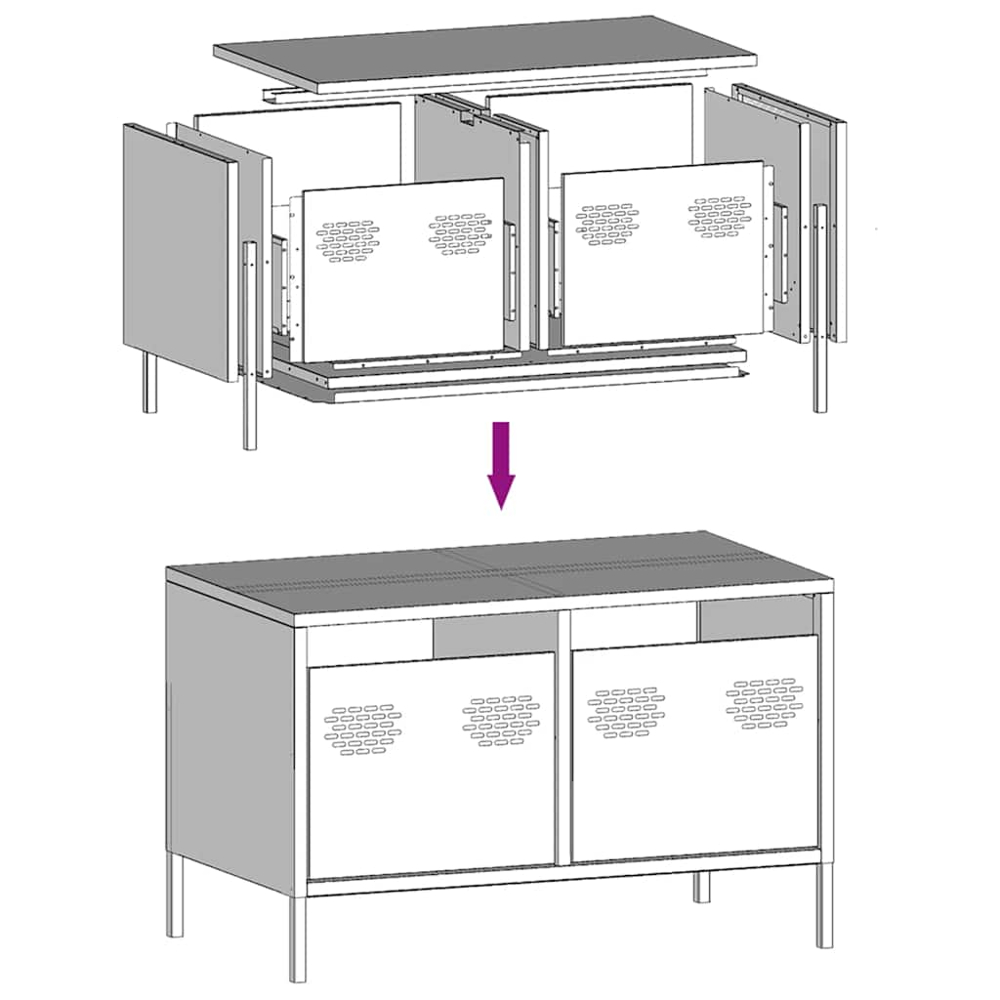 vidaXL 2 Drawer Pink Steel Industrial Style TV Cabinet Image 9