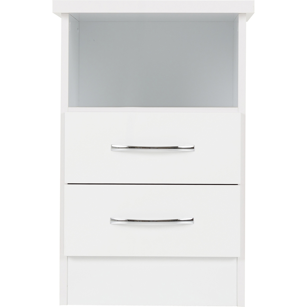 Seconique Nevada 2 Drawer White Gloss Bedside Table Image 4