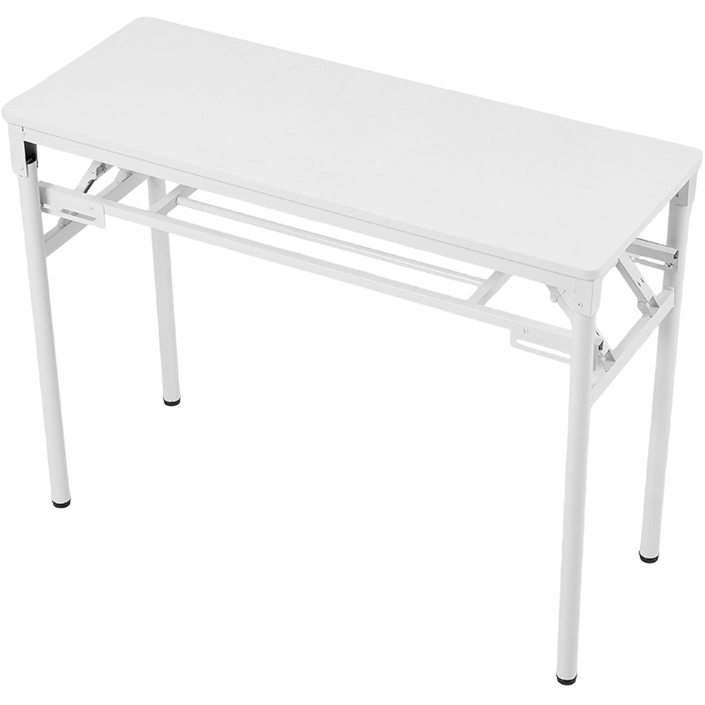 Living and Home Single Shelf Metal Frame Foldable Laptop Desk White 100cm Image 2