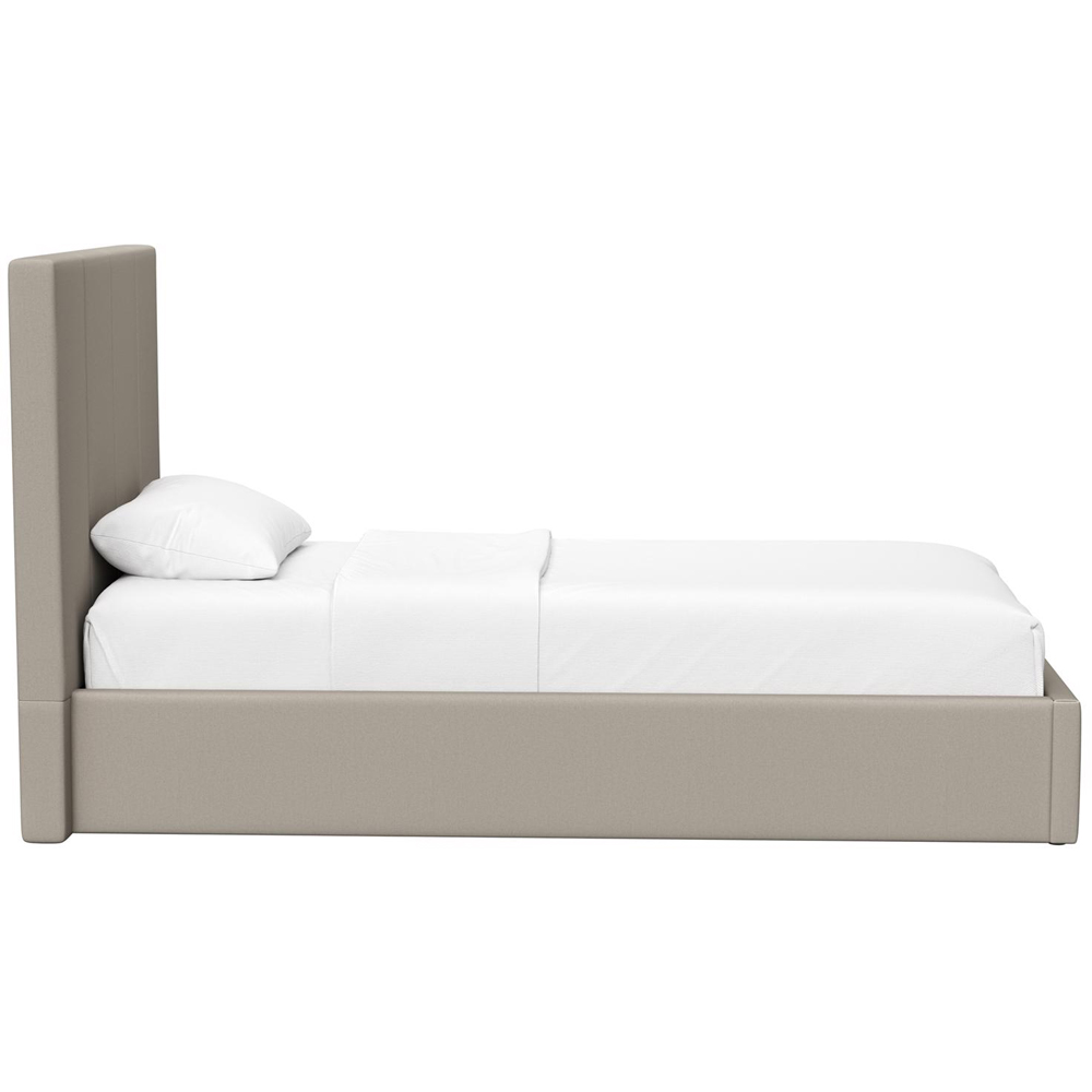FWStyle Hoscar Single Beige Upholstered Lift-Up Ottoman Bed Frame with Ribbed Headboard Image 5
