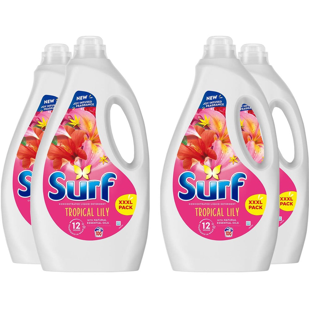 Surf Tropical Lily Laundry Washing Liquid Detergent 100 Washes 2.7L 4 Pack Image 1