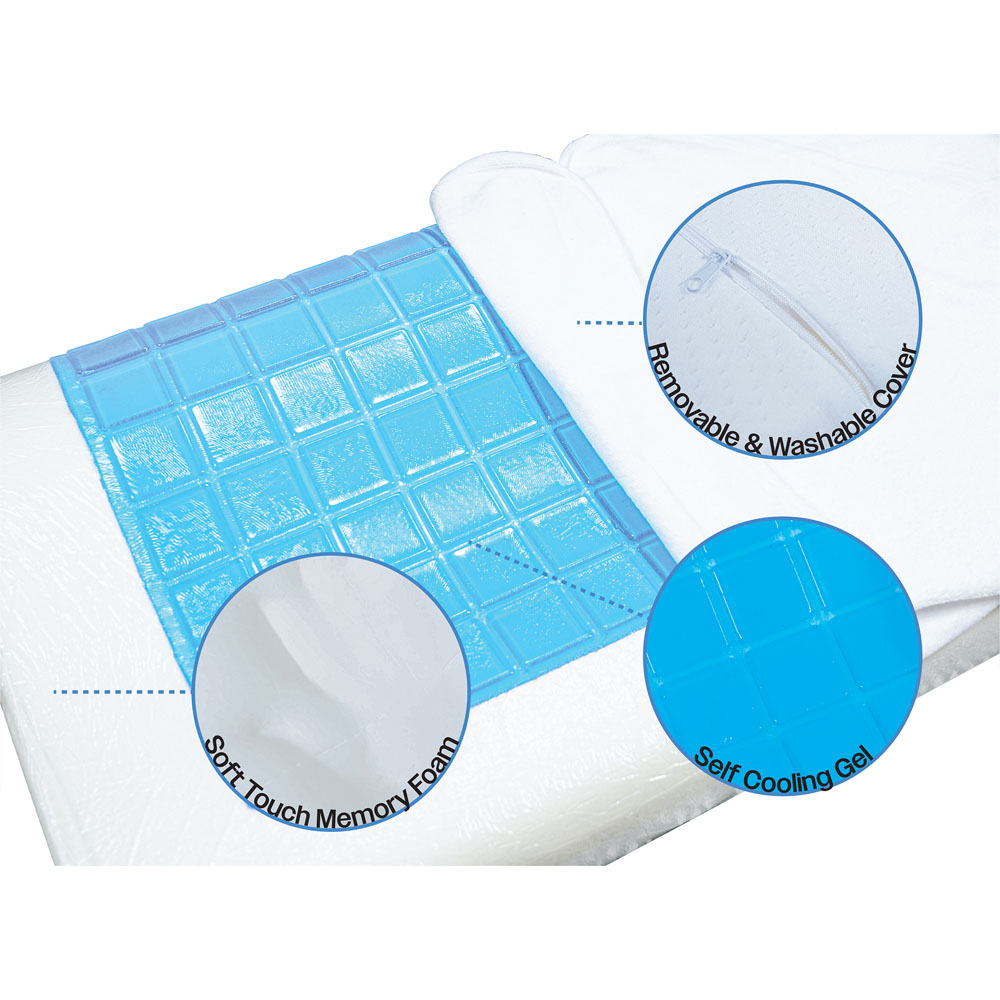Aidapt Cooling Gel Comfort Memory Foam Contour Pillow with Removable Soft Velvet Cover Image 5