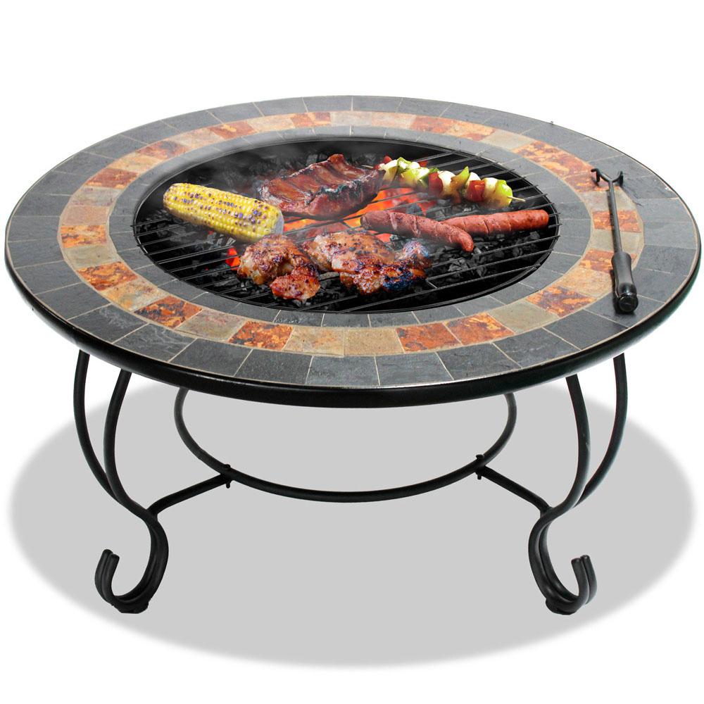 Centurion Supports Fireology Dakota Brick Red and Charcoal Slate 4 in 1 Fire Pit Image 3