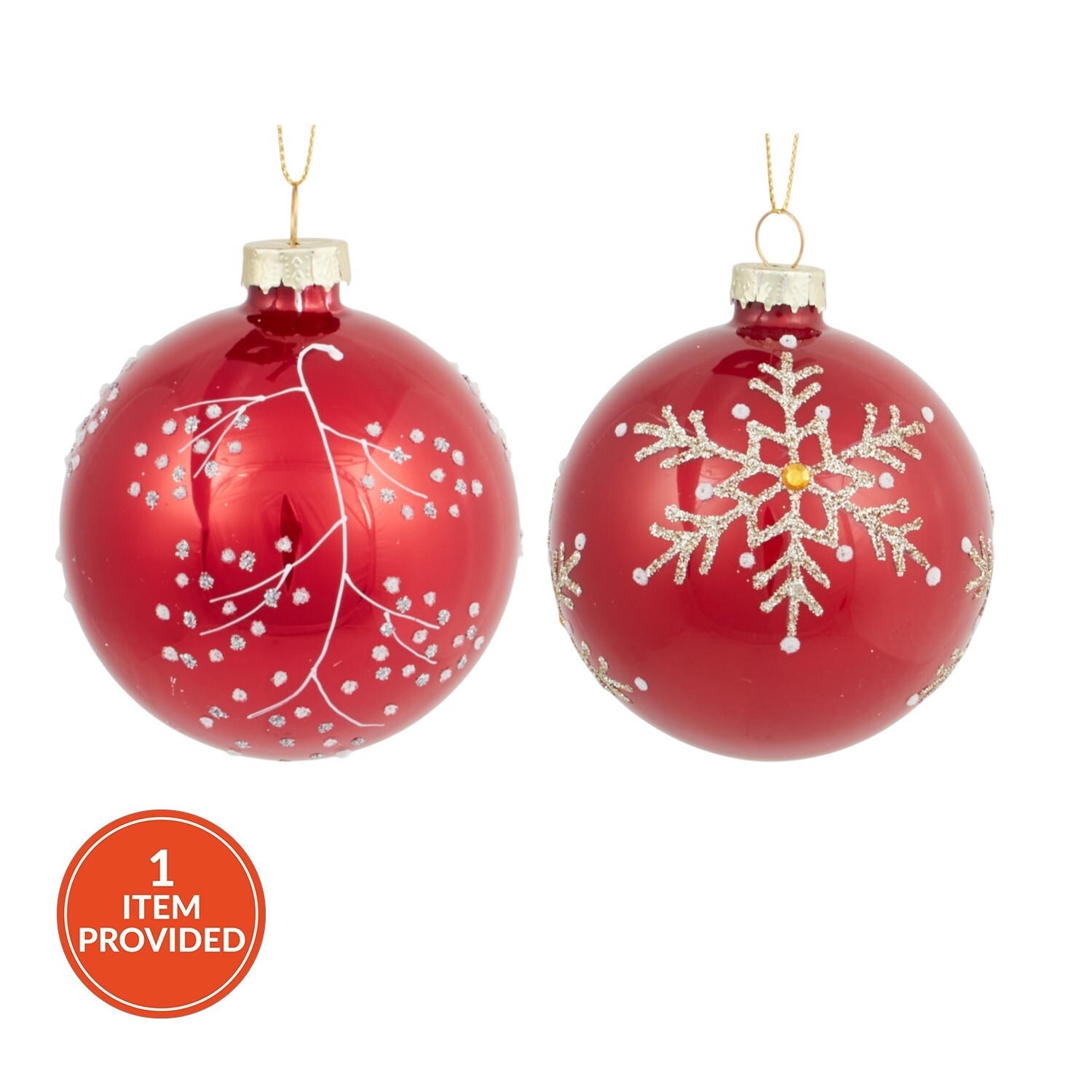 Ruby Red Glitter Design Bauble Image 1