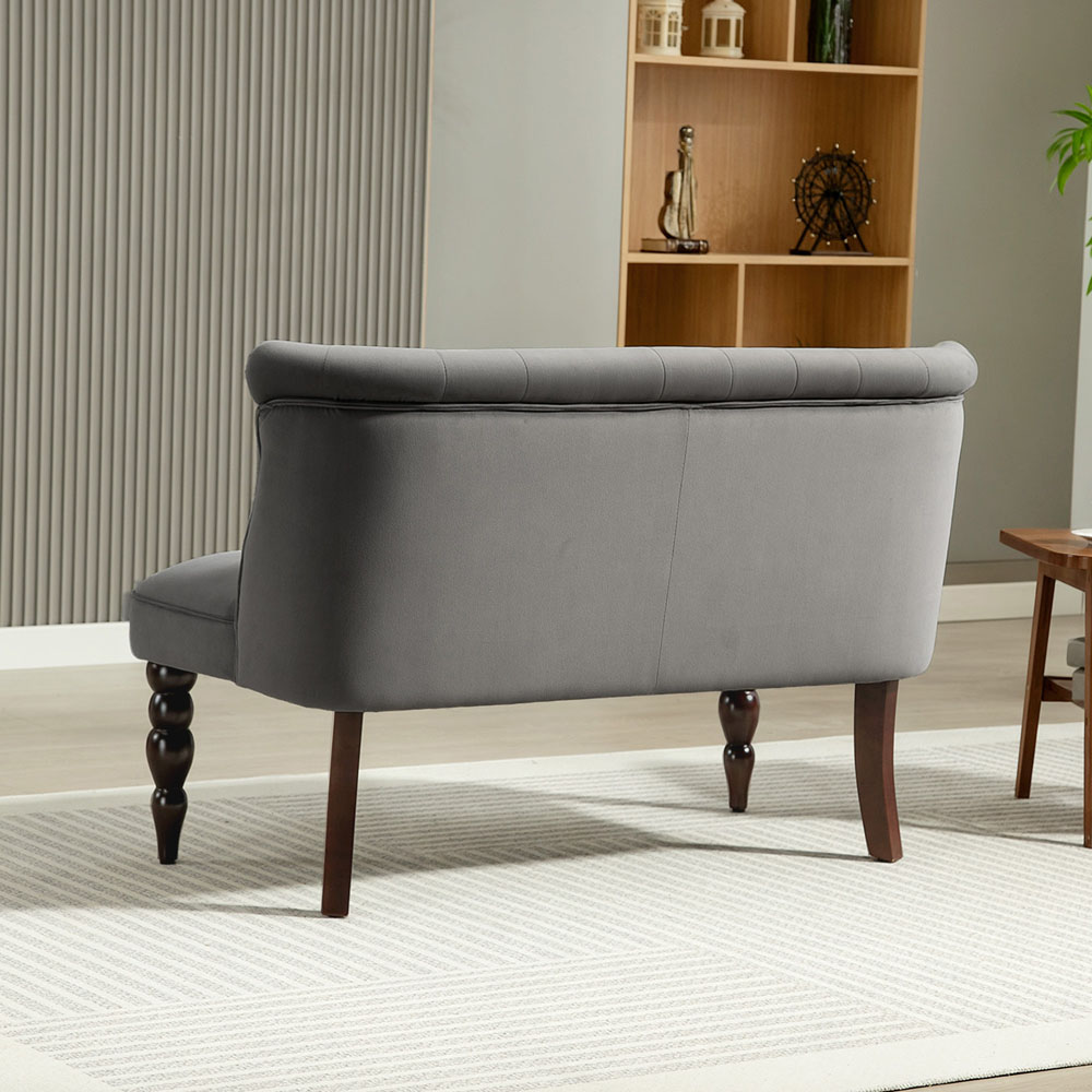 HOMCOM 2 Seater Charcoal Grey Velvet Lounger Sofa Image 7