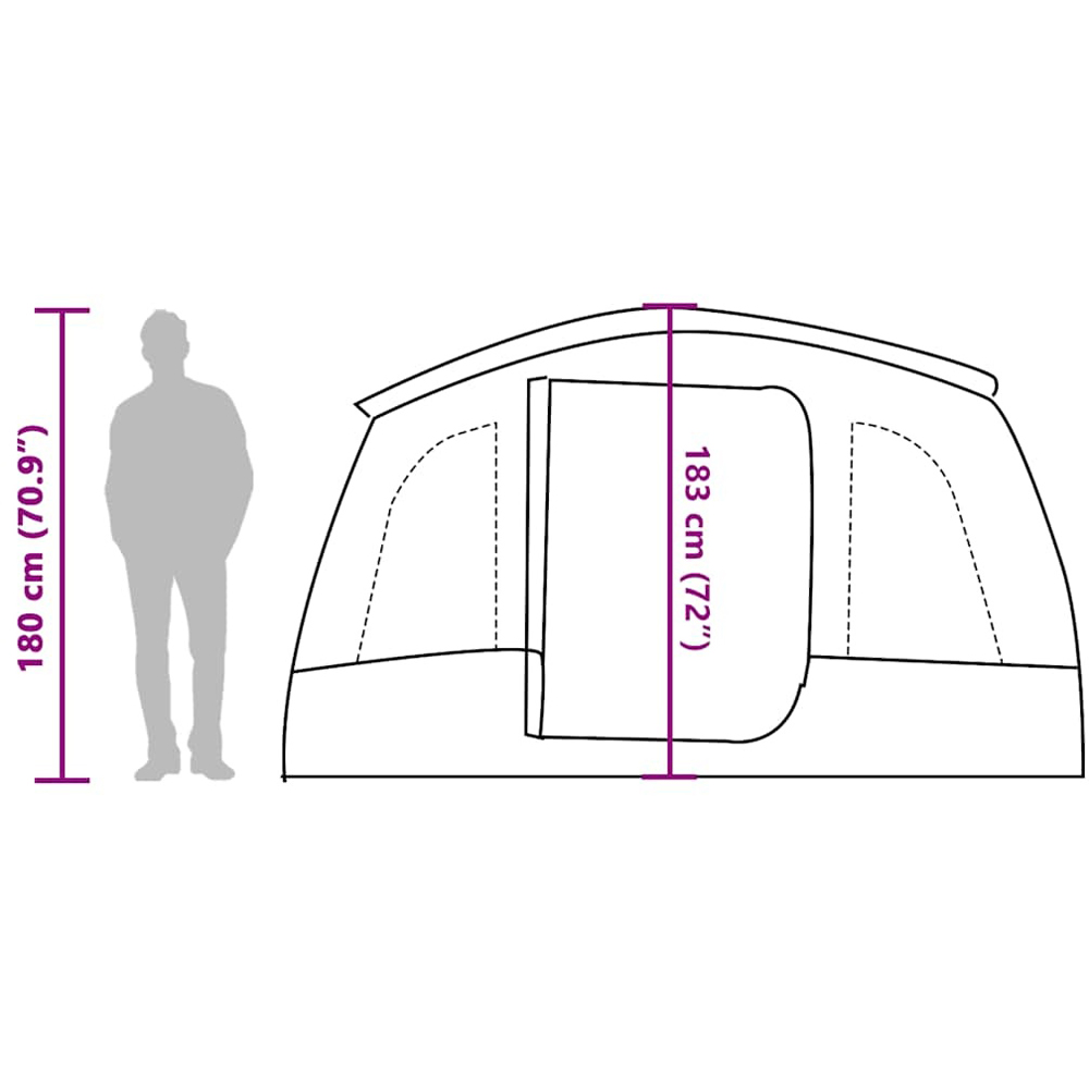 Walplus 8 Person Oxford Waterproof Tunnel Family Tent Green Image 9