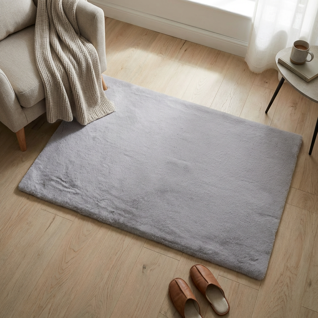 Lux Rabbit Faux Fur Rug - Glacier Image 5