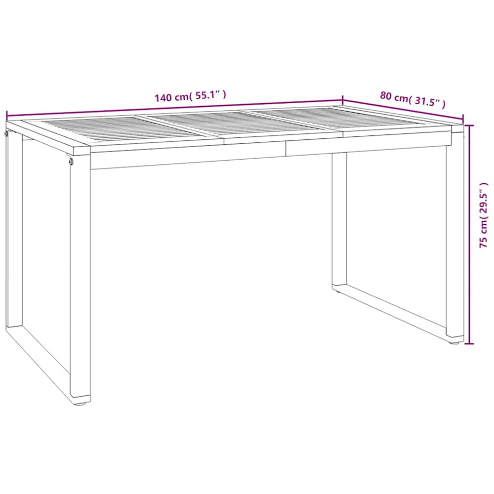 vidaXL Brown and Grey Solid Wood Acacia Garden Table 140cm Image 8