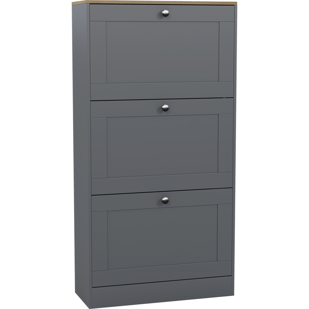 VIDA DESIGNS 3 Drawer Grey and Oak Effect Shoe Cabinet Image 2