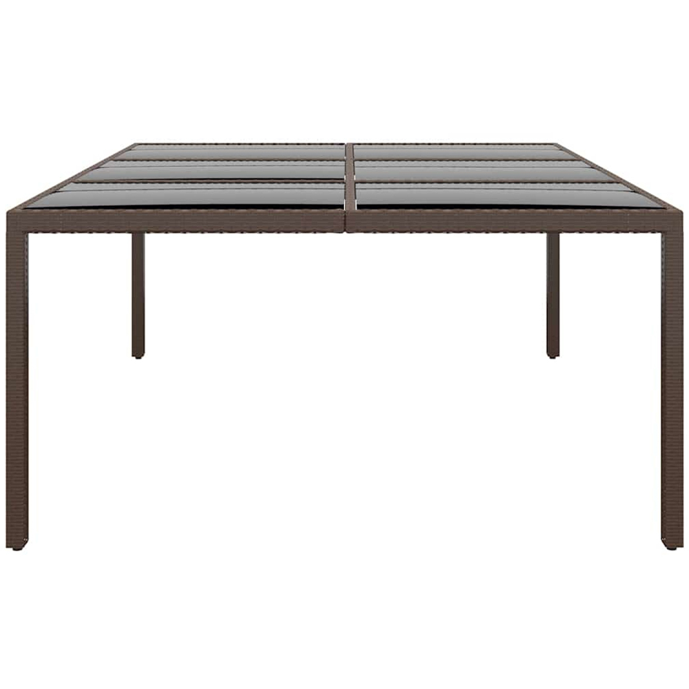 vidaXL 6 Seater PE Rattan Glass Top Garden Table Brown Image 3
