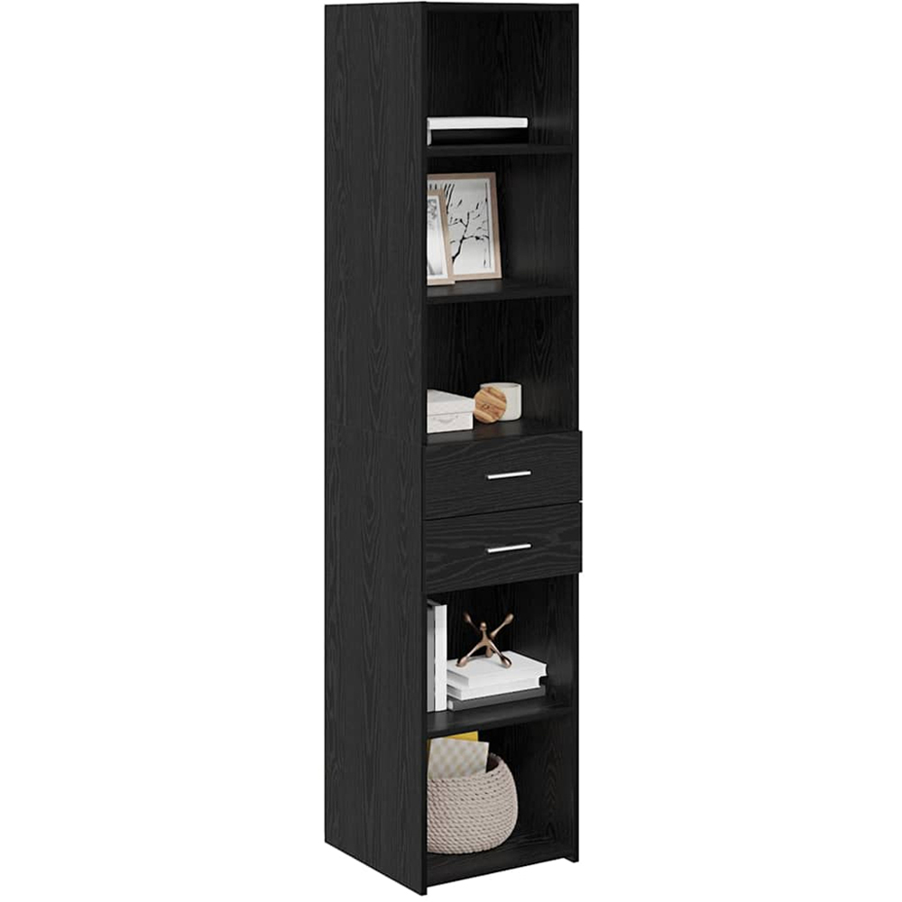 vidaXL 2 Drawer 5 Open Shelf Black Oak Tall Highboard Image 3
