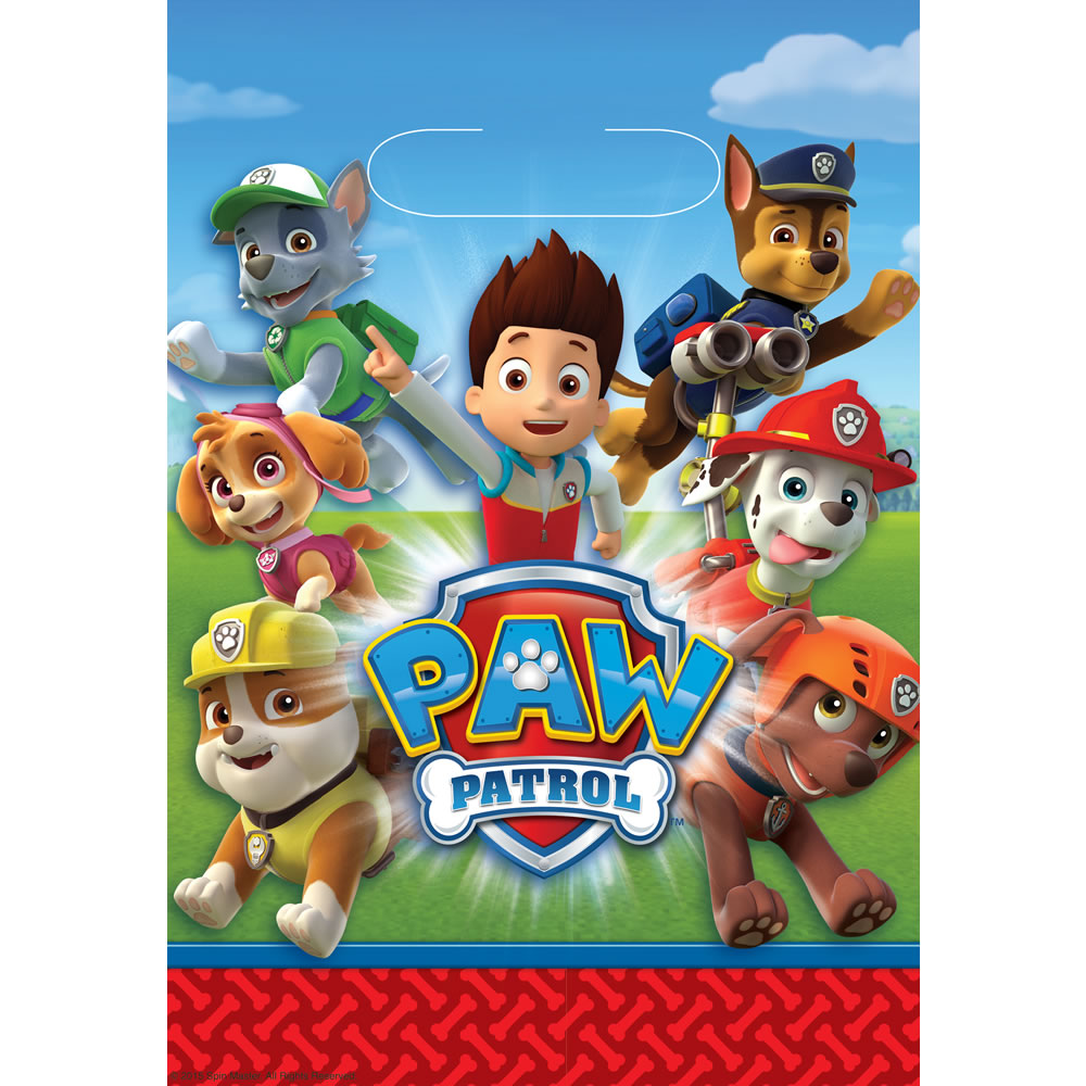 Paw Patrol Party Bags 6pk printed plastic  - wilko