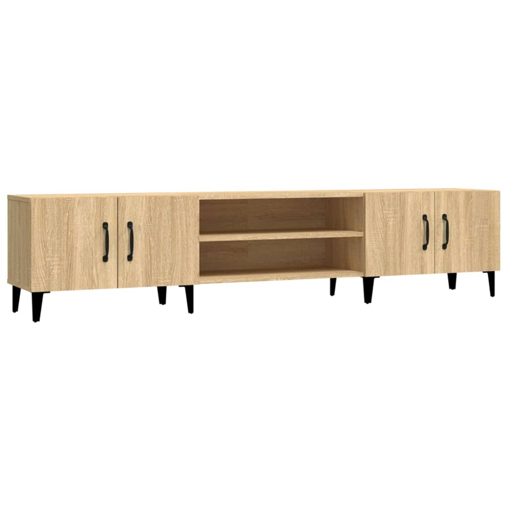 vidaXL 4 Door 2 Shelf Sonoma Oak Wide TV Cabinet Image 2