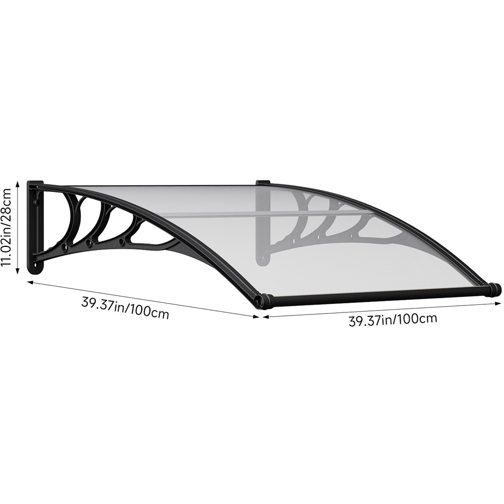 Living and Home Black Door and Window Outdoor Awning with Water Channel 1 x 1m Image 9