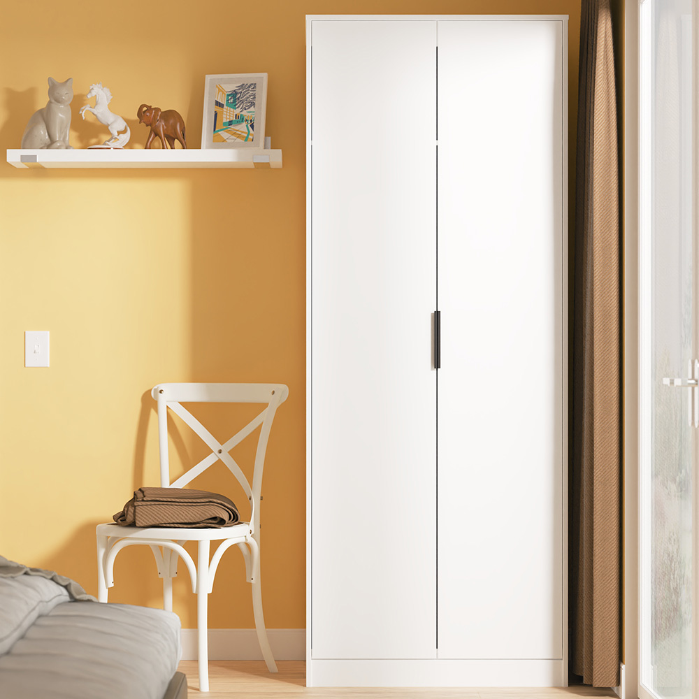 Crowndale Hong Kong 2 Door Matt White Tall Wardrobe Ready Assembled Image 1