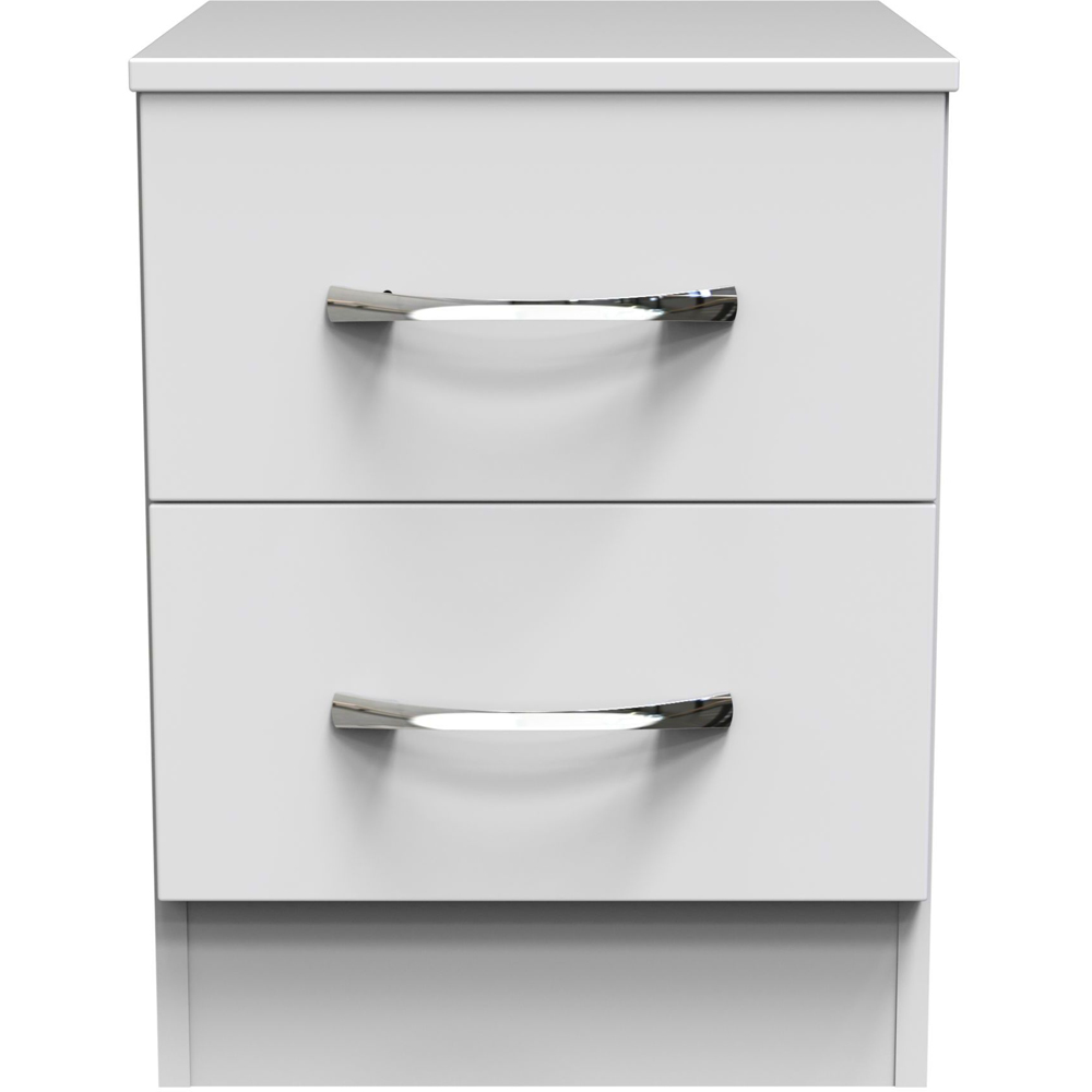 Crowndale Avon 2 Drawer White Matt Compact Bedside Cabinet Ready Assembled Image 3