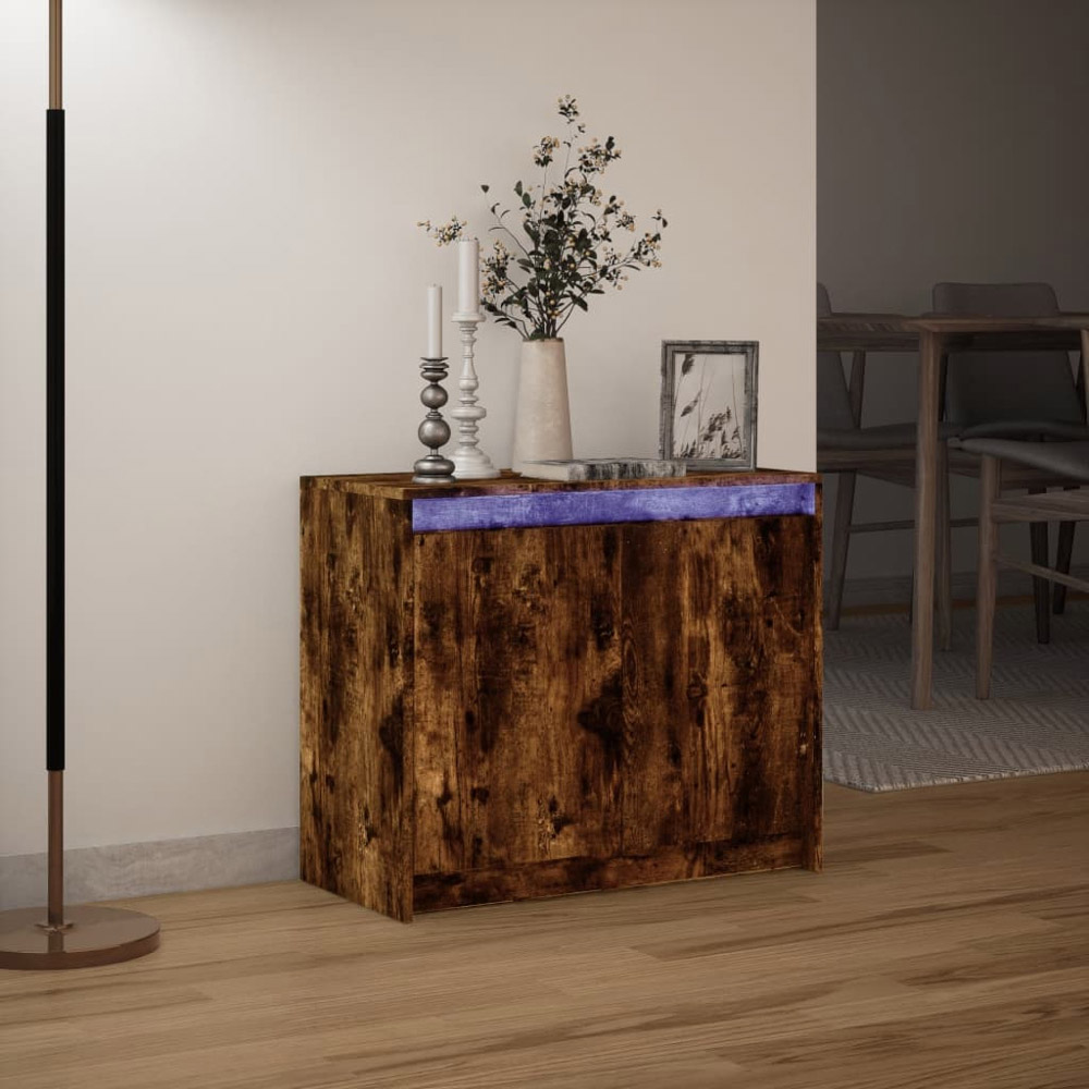 vidaXL 2 Door Smoked Oak Sideboard with RGB LED Lights Image 5