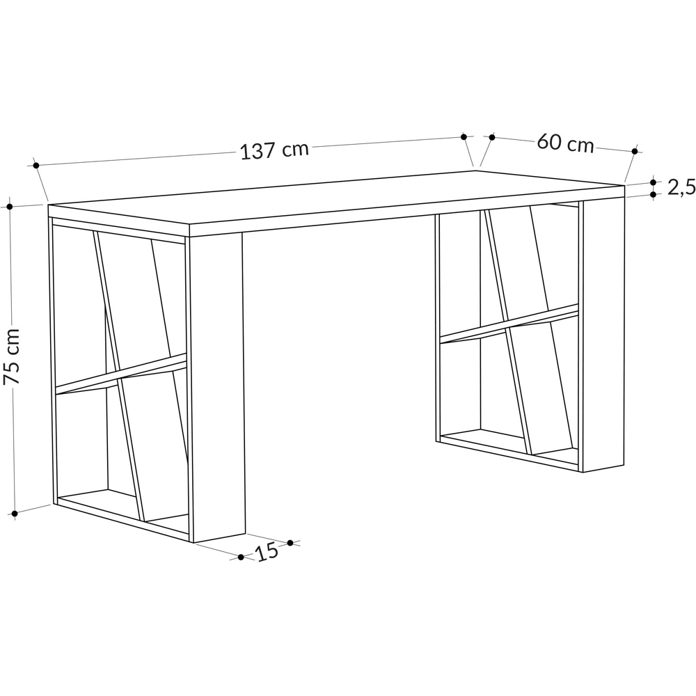 Decortie Honey 8 Shelf Modern Desk with Bookcase White and Oak Image 4