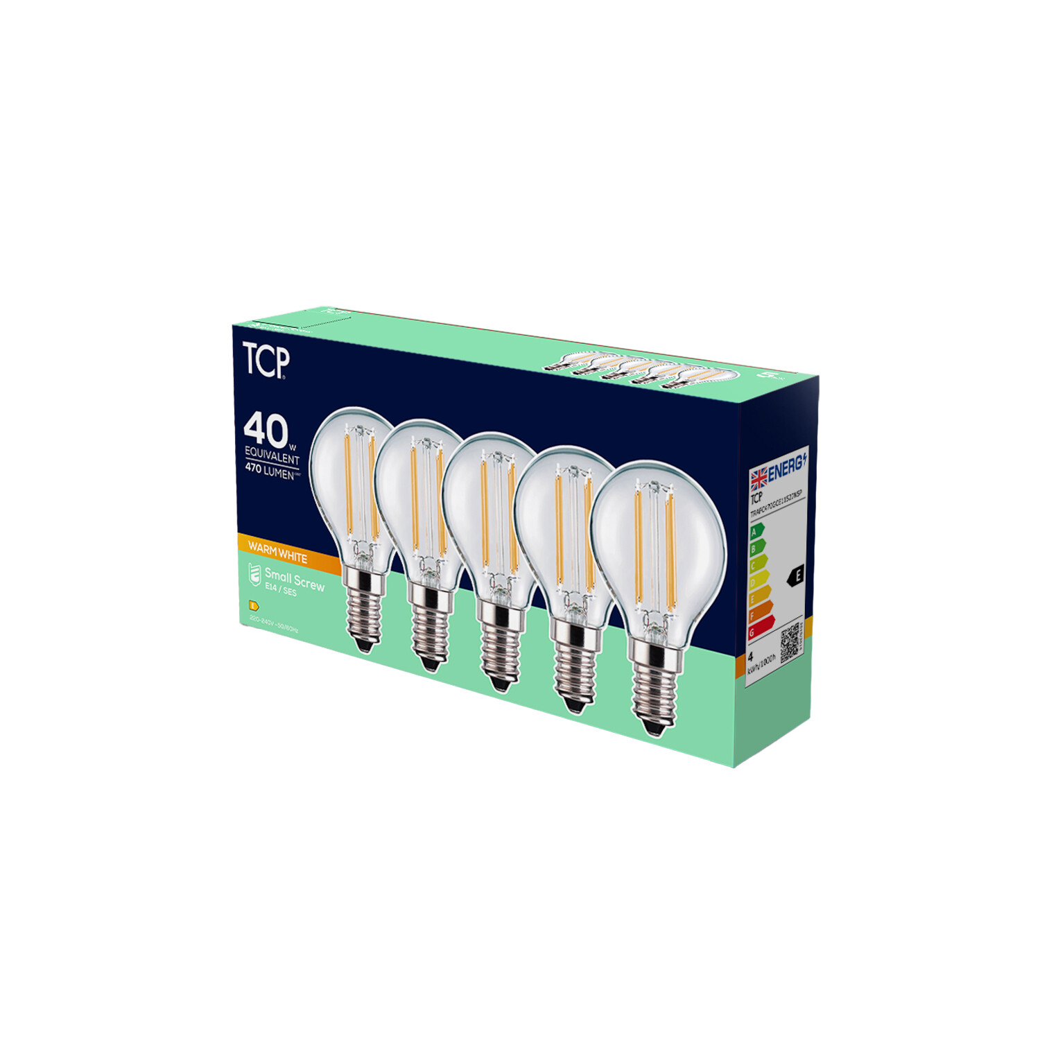 TCP Filament Mini Globe 470L E14 Bulbs Warm White Image 1