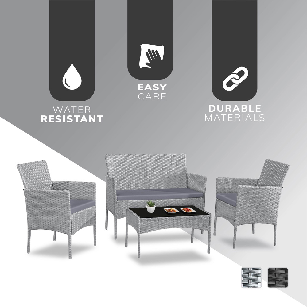 Ricomex 4 Seater Grey Rattan Effect Sofa Set Image 4