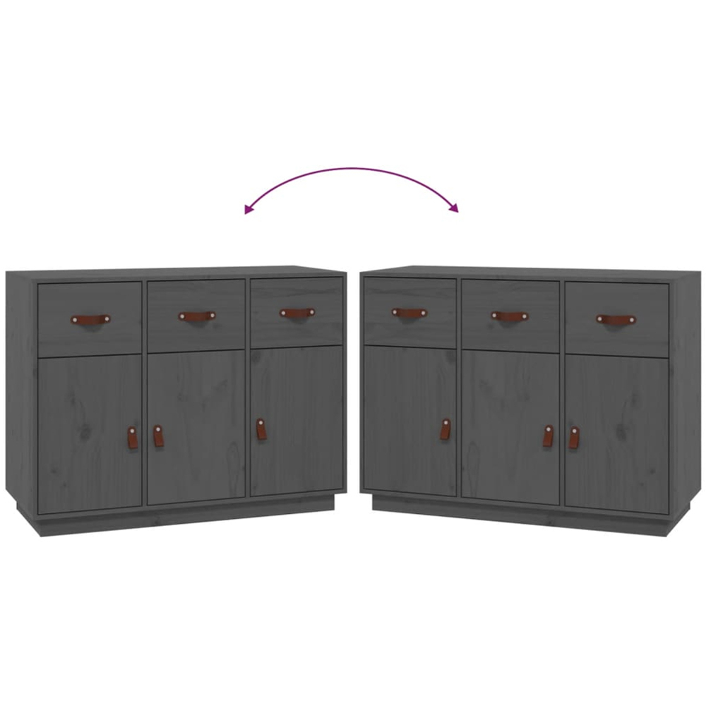 vidaXL 3 Door 3 Drawer Grey Wooden Sideboard Image 7