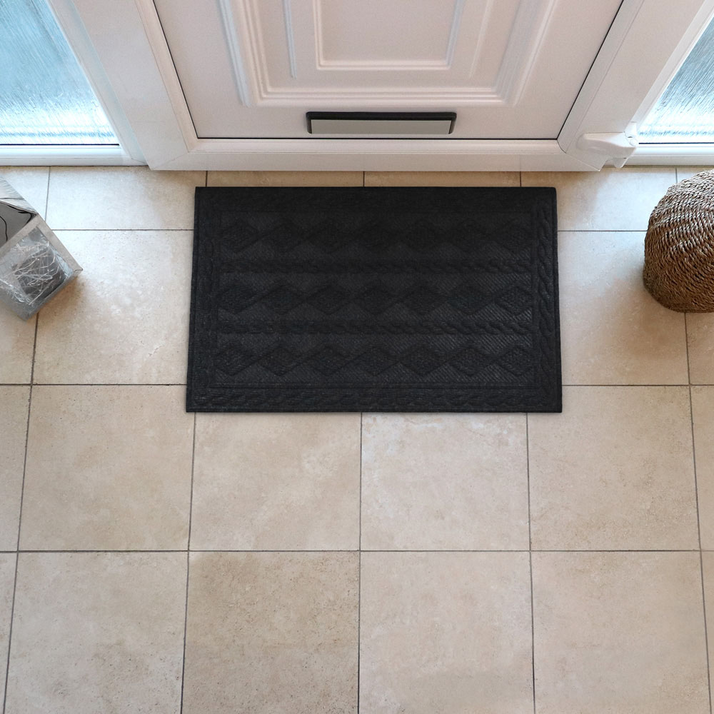 JVL Charcoal Knit Indoor Scraper Doormat 45 x 75cm Image 2