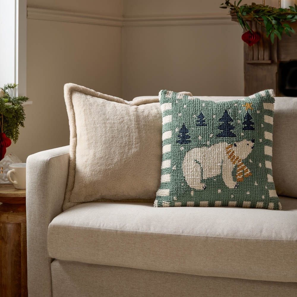 Furn Frosty Blue Polar Bear Tufted Reversible Cushion 45 x 45cm Image 6