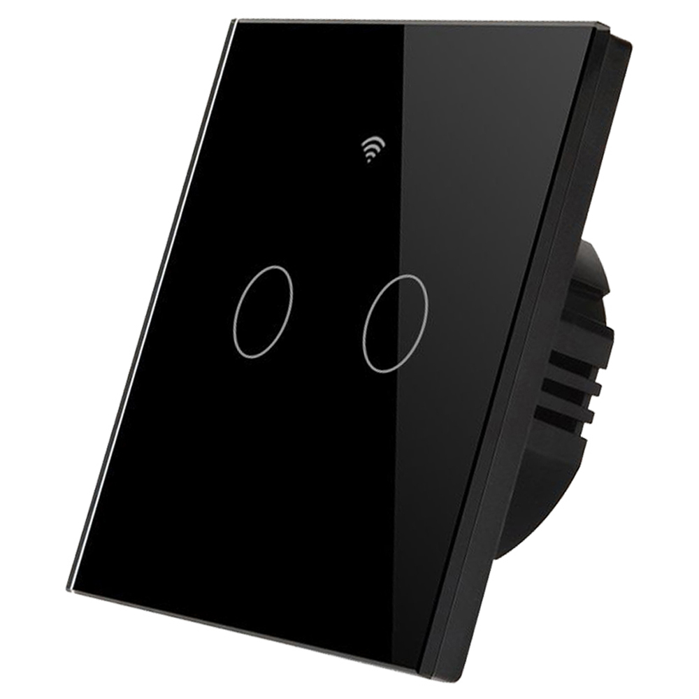 ENER-J 2 Gang Black Smart Wi-Fi Touch Switch Image 1