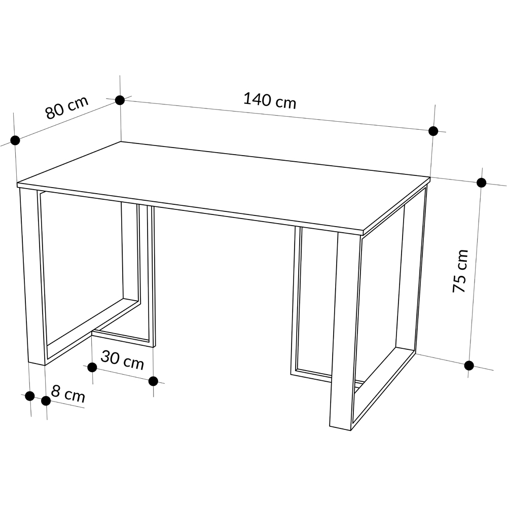 Decortie Lenora Dining Table with Metal Legs Oak Effect and Black Image 4
