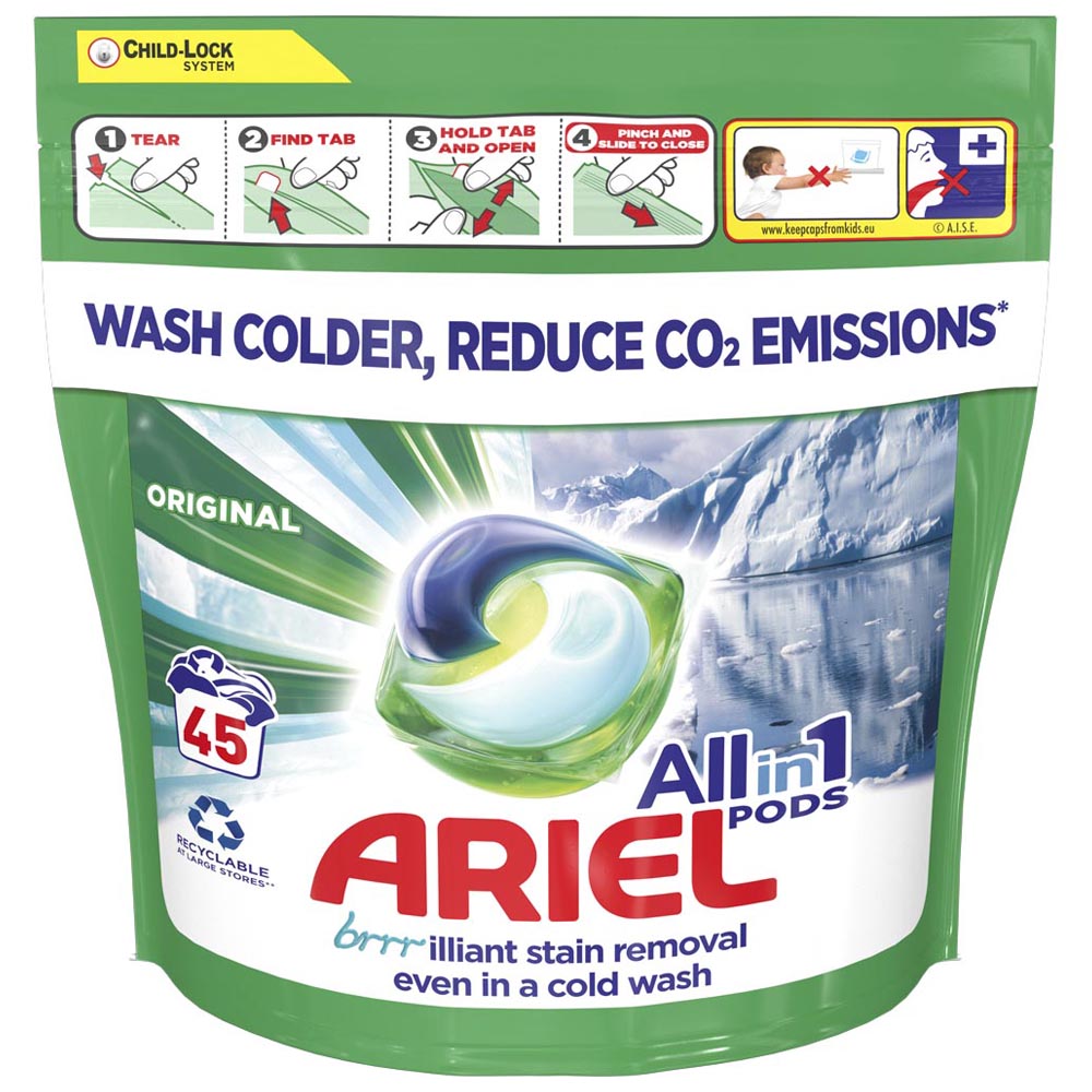 Ariel Original All-in-1 Pods Washing Liquid Capsules 45 Washes Image 1