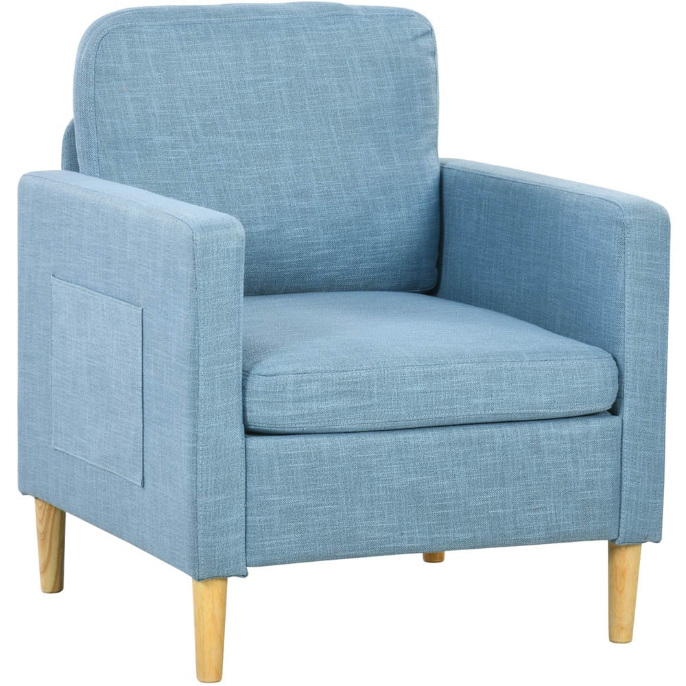 Portland Blue Linen Upholstered Modern Accent Chair Image 2