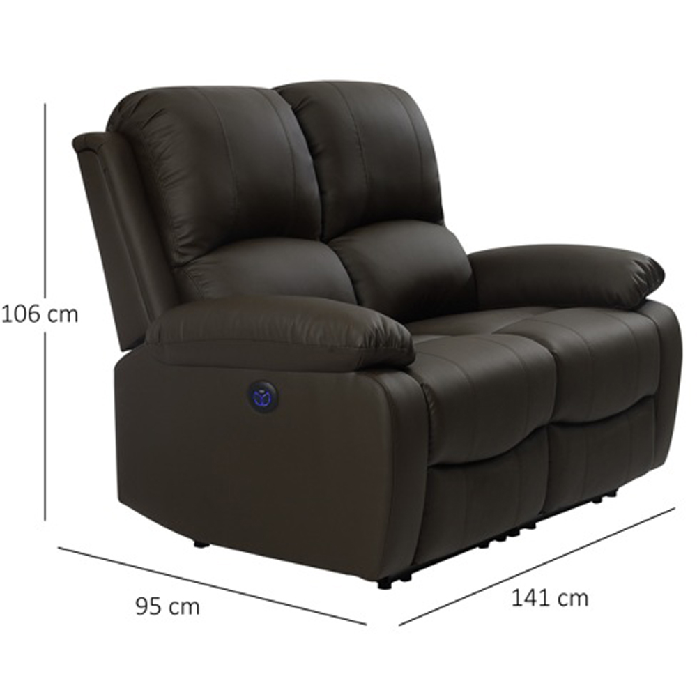 Comfy Living 2 Seater Brown PU Leather Electric Recliner Sofa Image 8