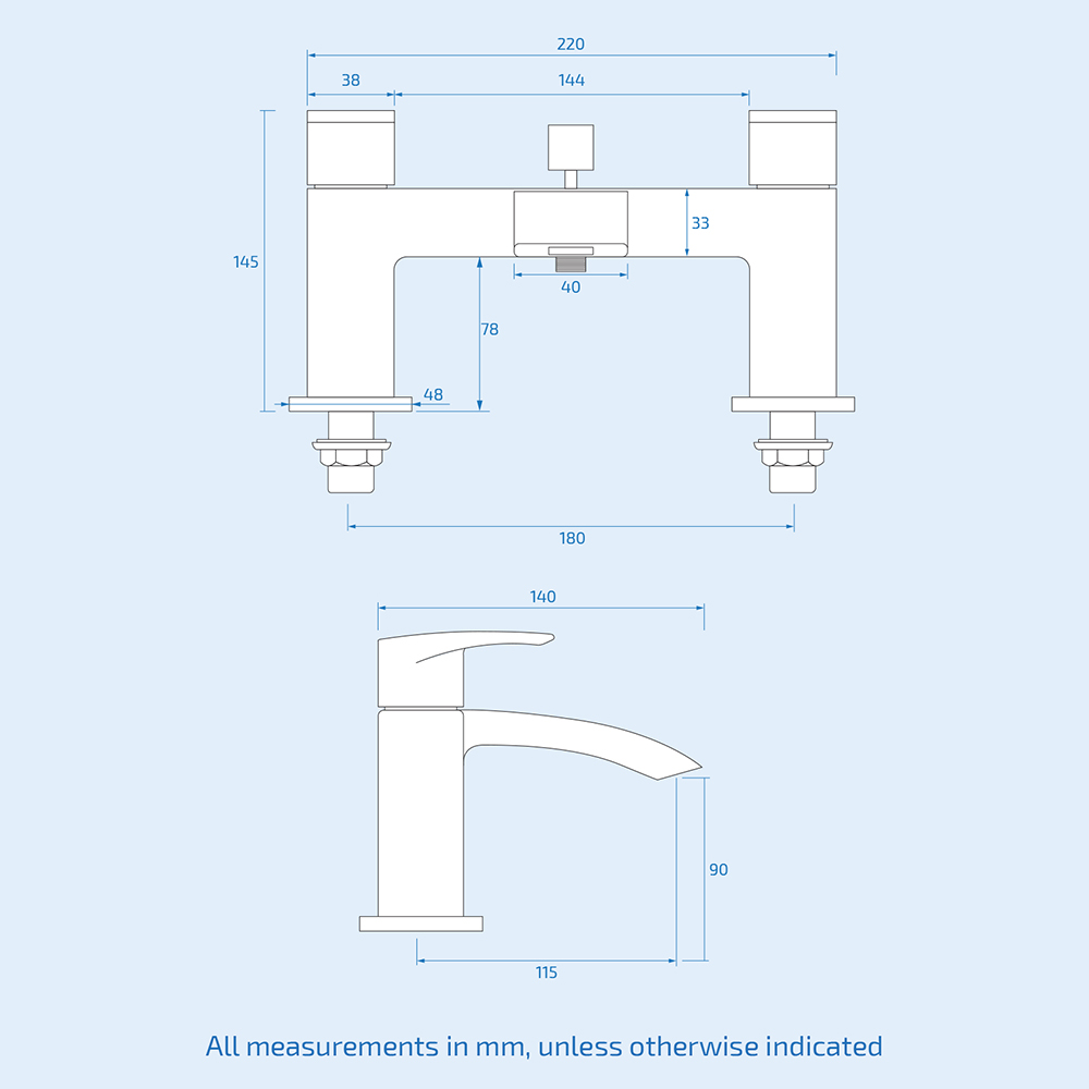 Nes Home Nexa Waterfall Chrome Bath Filler Shower Mixer Tap with Shower Kit Image 3