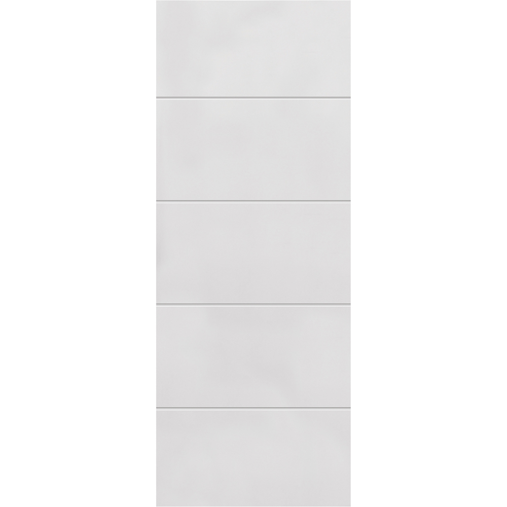 JB Kind Modern Moulded 4 Line White Horizontal Primed Internal Door 1981 x 762mm Image 1