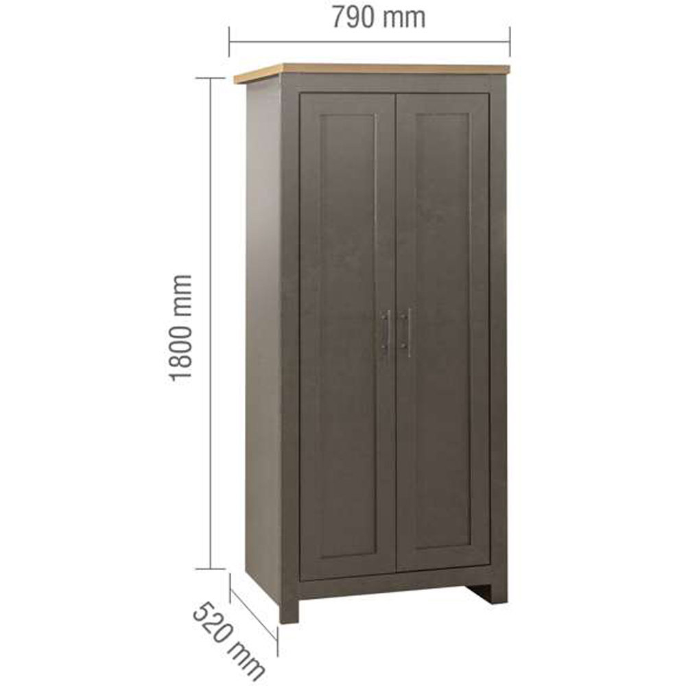 Birlea Highgate 2 Door Dark Grey and Oak Wardrobe Image 9