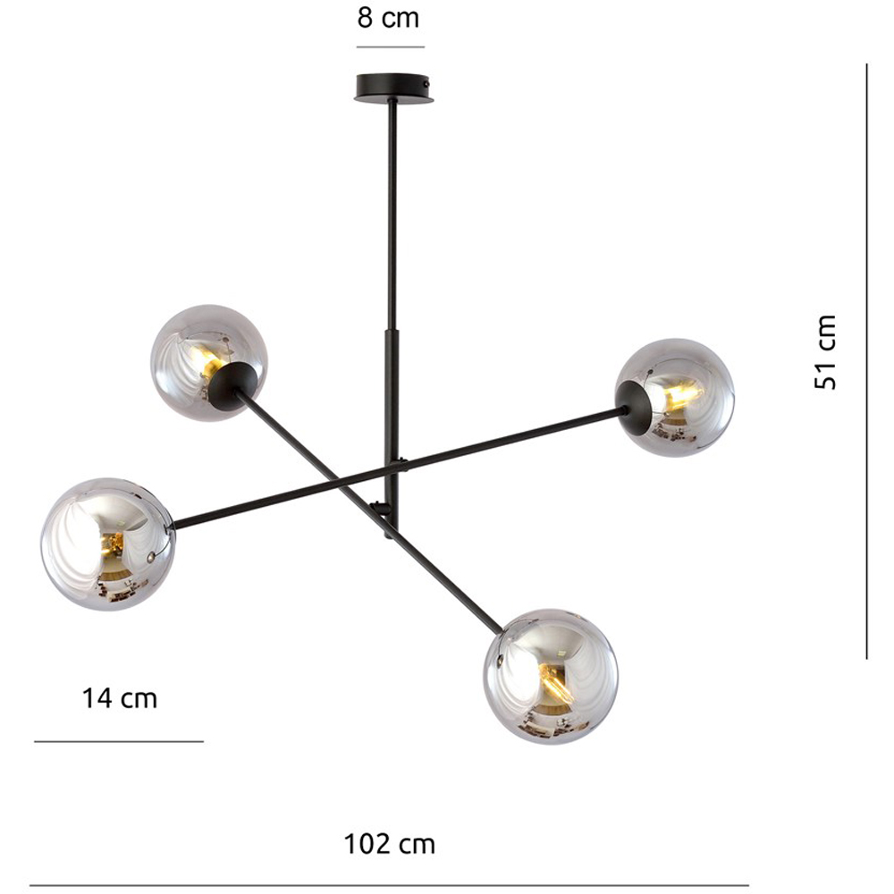 Emibig Linear 4 Light Graphite Shade Black Pendant Lamp Image 9