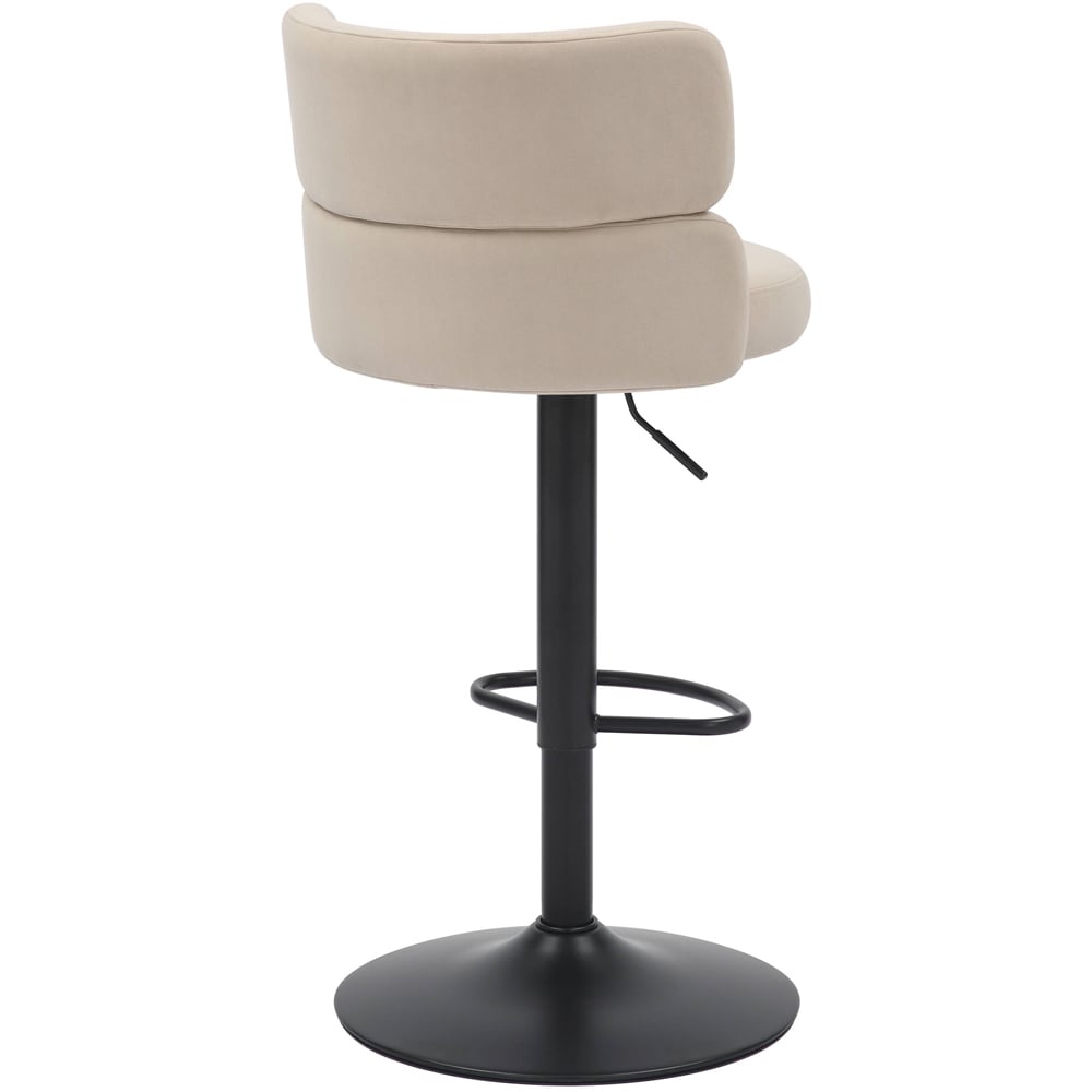 Mason Set of 2 Brushed Velvet Cream and Black Bar Stool Image 5