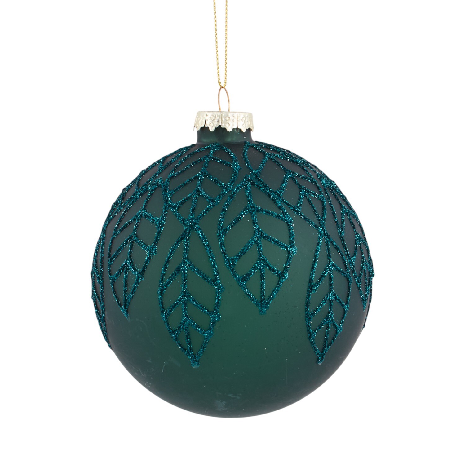 Glittery Leaf Bauble Emerald Image