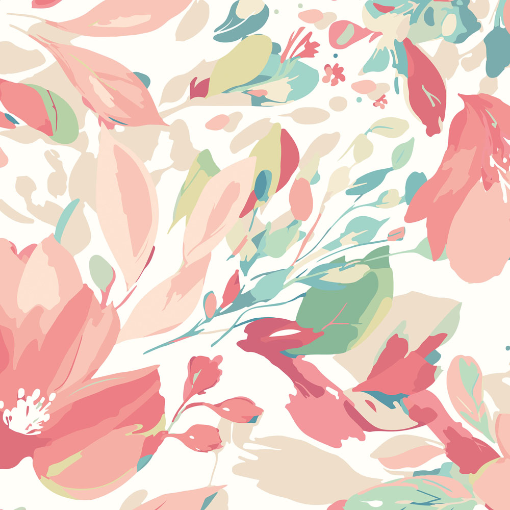 Origin Murals Flowing Flowers Pink Wall Mural Image 2