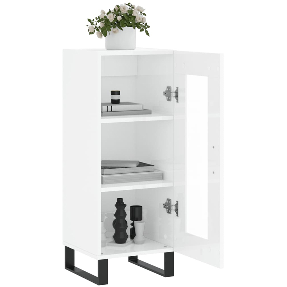 vidaXL Single Glass Door High Gloss White Sideboard Image 4