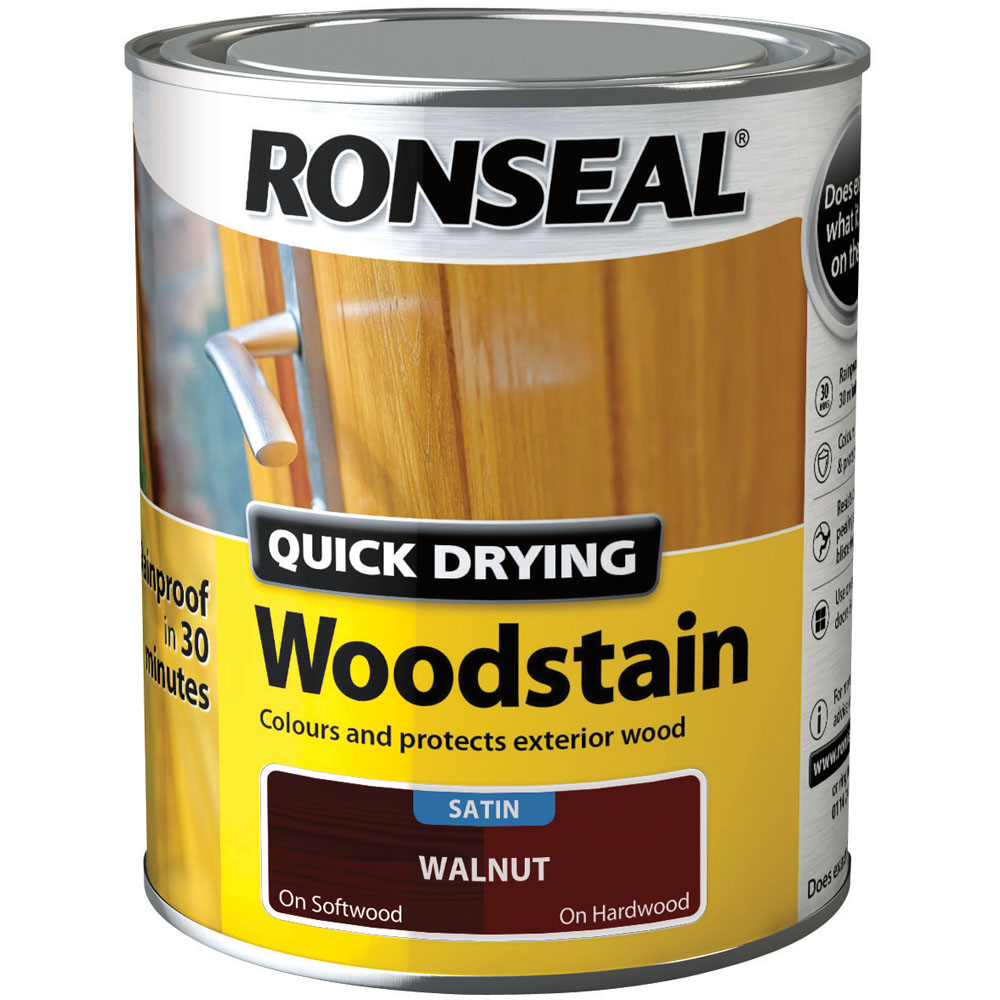 Ronseal Quick Drying Walnut Satin Woodstain 750ml Image 3