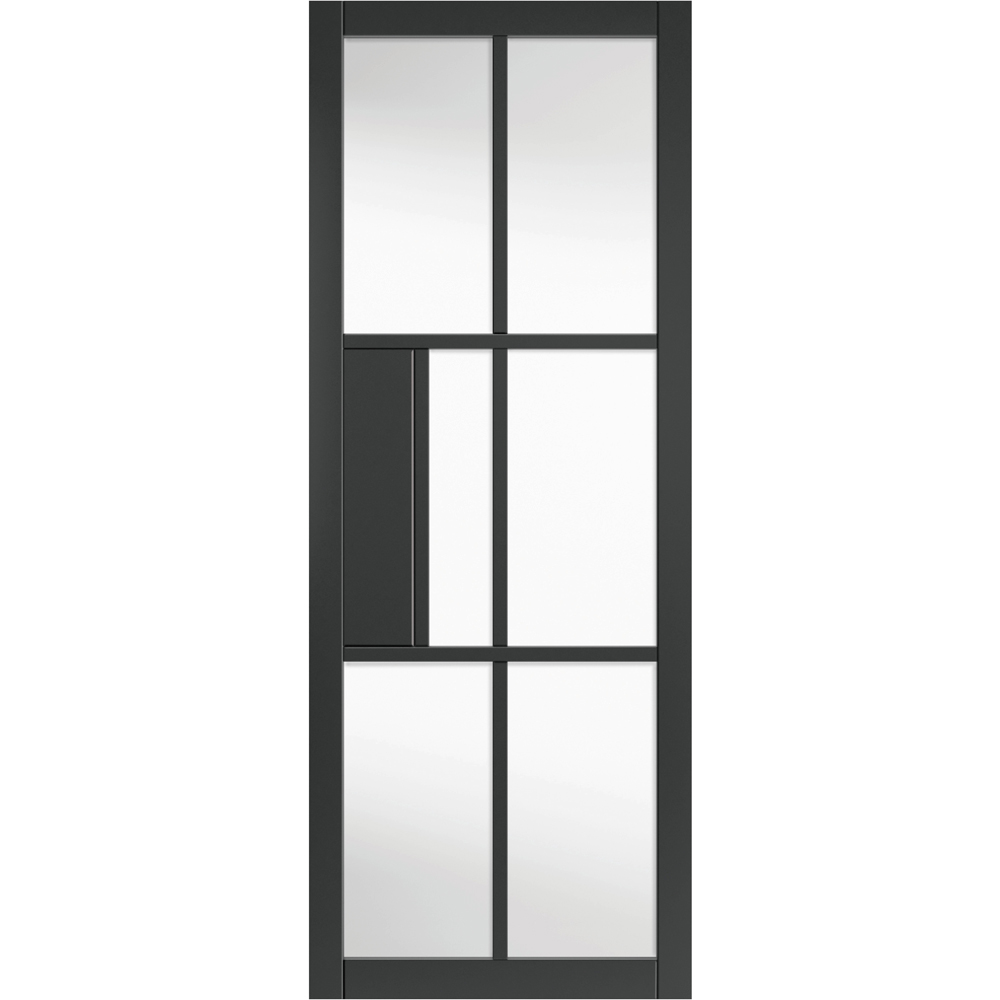 JB Kind Civic Urban Industrial Black Clear Glass Internal Door 1981 x 762mm Image 1