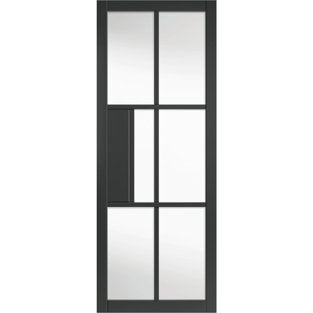 JB Kind Civic Urban Industrial Black Clear Glass Internal Door 1981 x 610mm Image 1