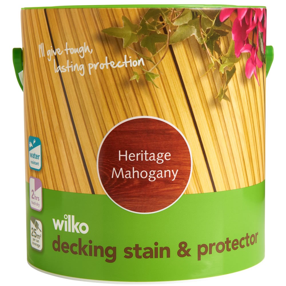Wilko Heritage Mahogany Decking Stain and Protector 2.5L Image
