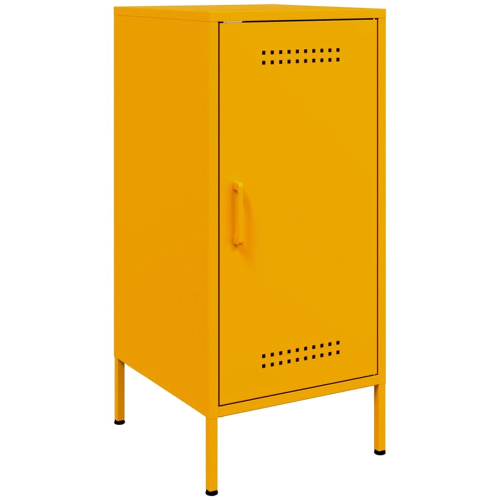 vidaXL Single Door Mustard Yellow Metal Sideboard Set of 2 Image 6