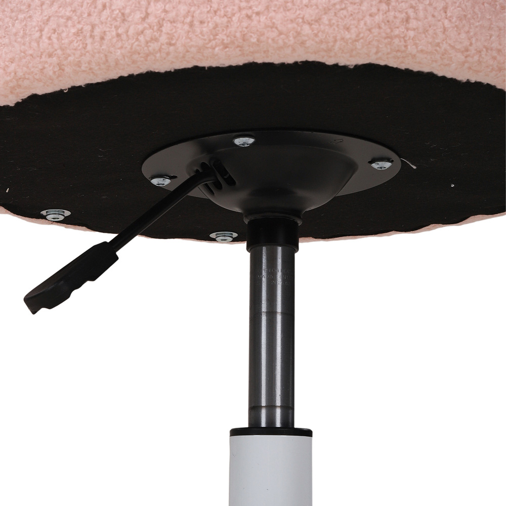 Living and Home Pink Teddy Fleece Button Tufted Vanity Chair with Castors Image 3